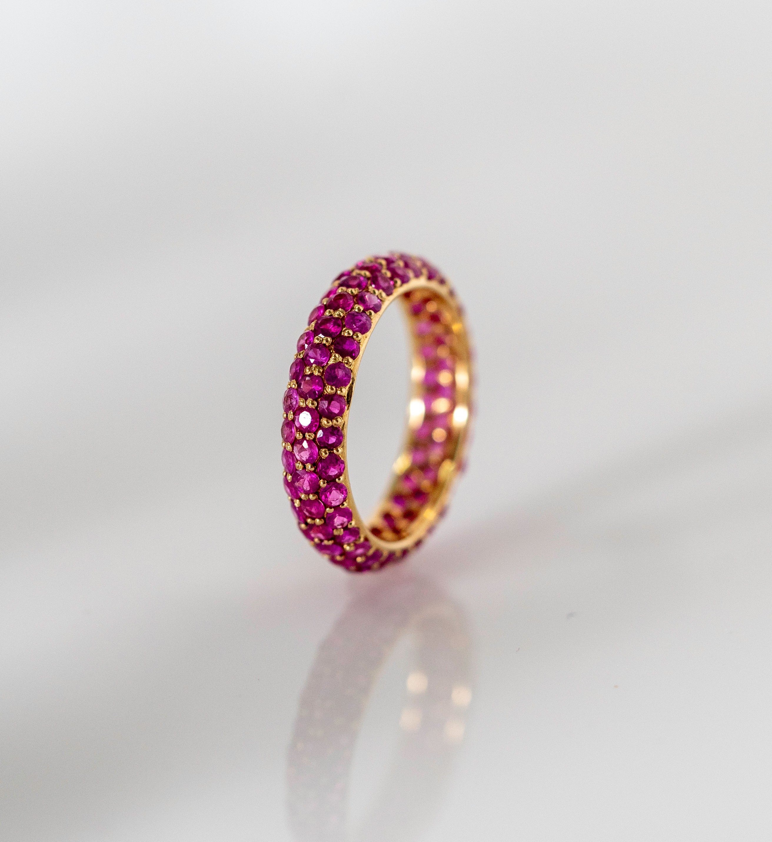 14k Pink Sapphire Studded Ring