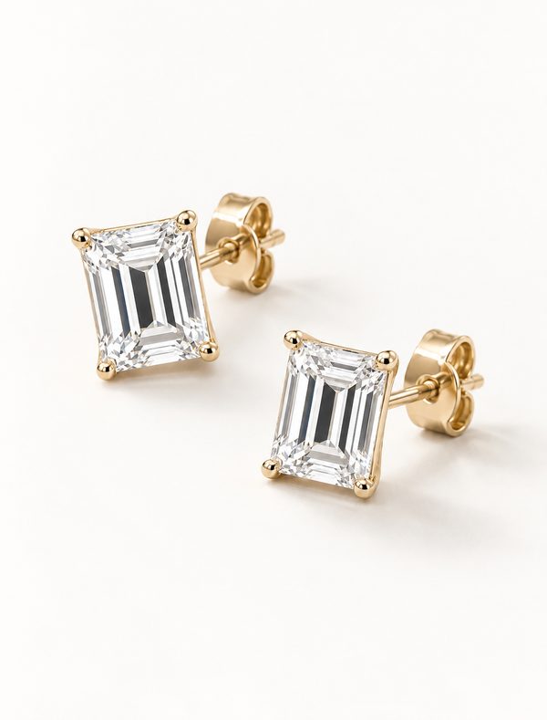 Rectangle Diamond Studs