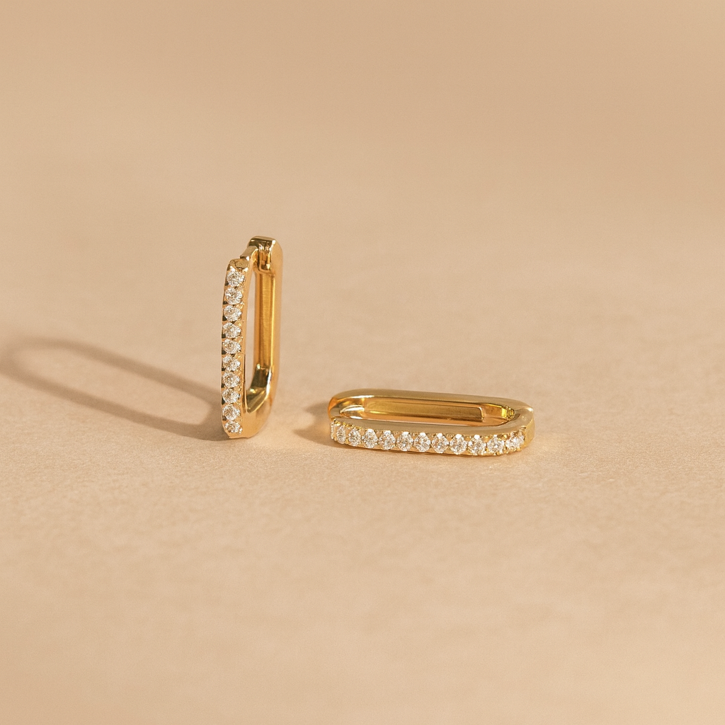Diamond Long Bar Hoops