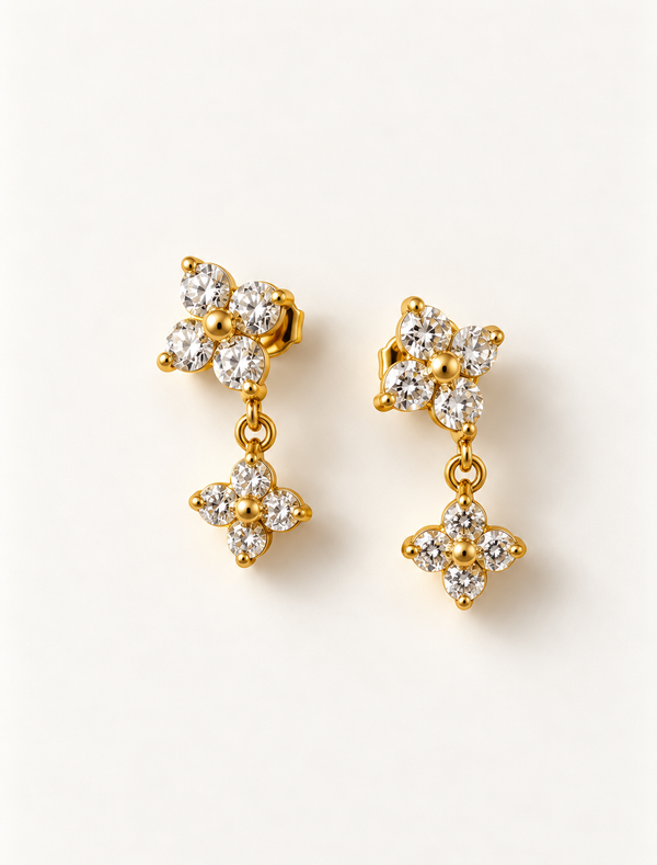 Double Clover Drop Stud