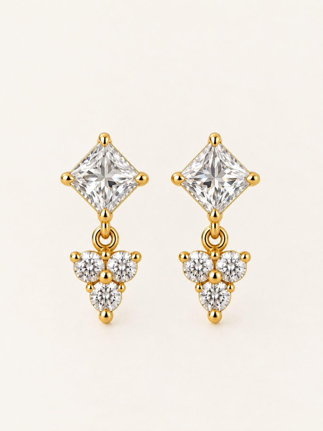 Square Trinity Drop Earring