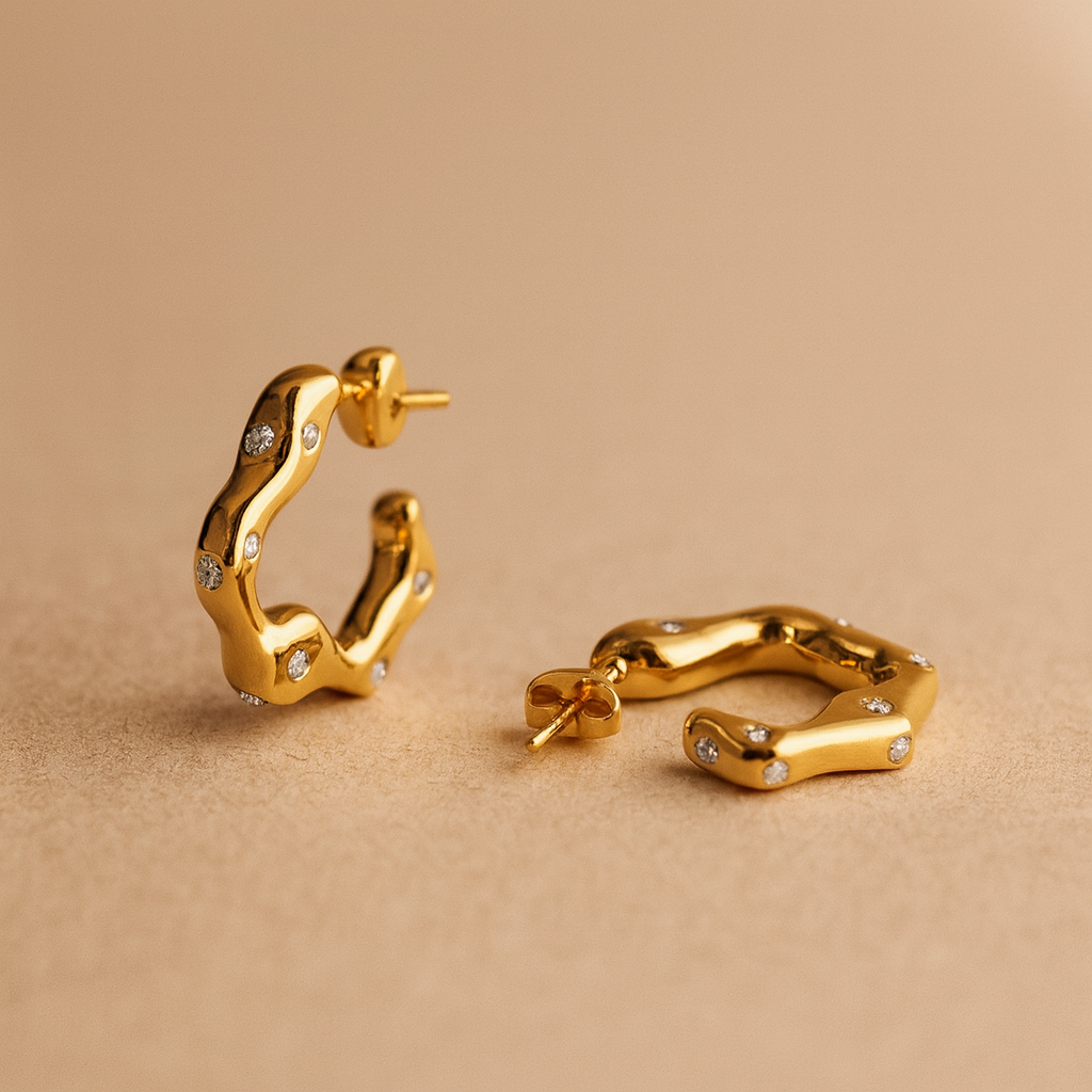 Studded Wave Hoops