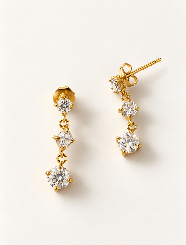 Graduated Solitaire Drop Earring