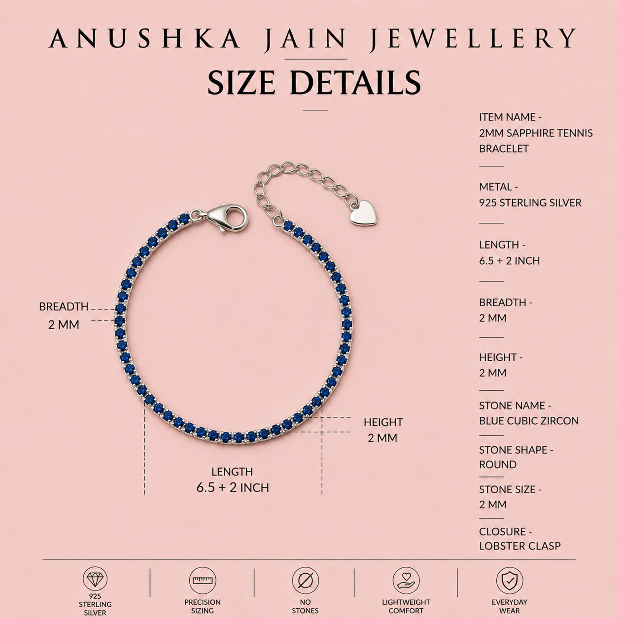 2MM Sapphire Tennis Bracelet