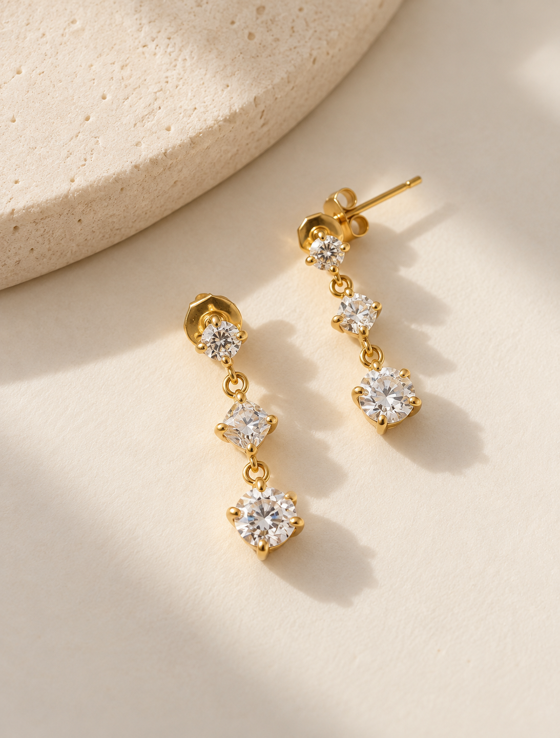 Graduated Solitaire Drop Earring