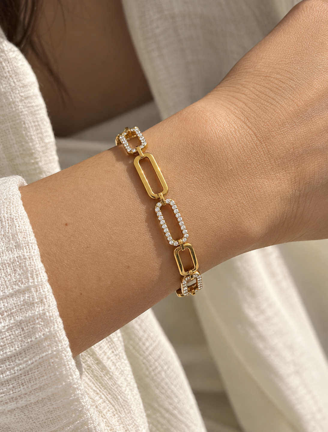 Pave Paperclip Bracelet