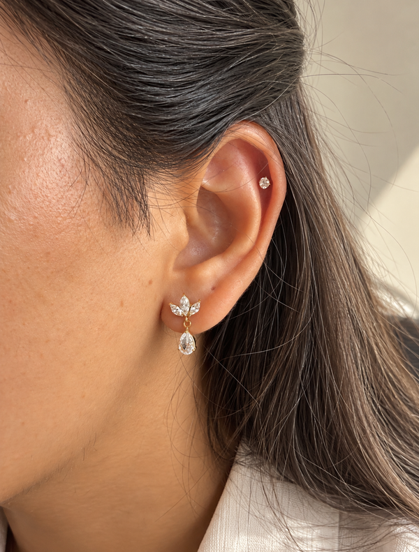 Lotus Pear Drop Earring