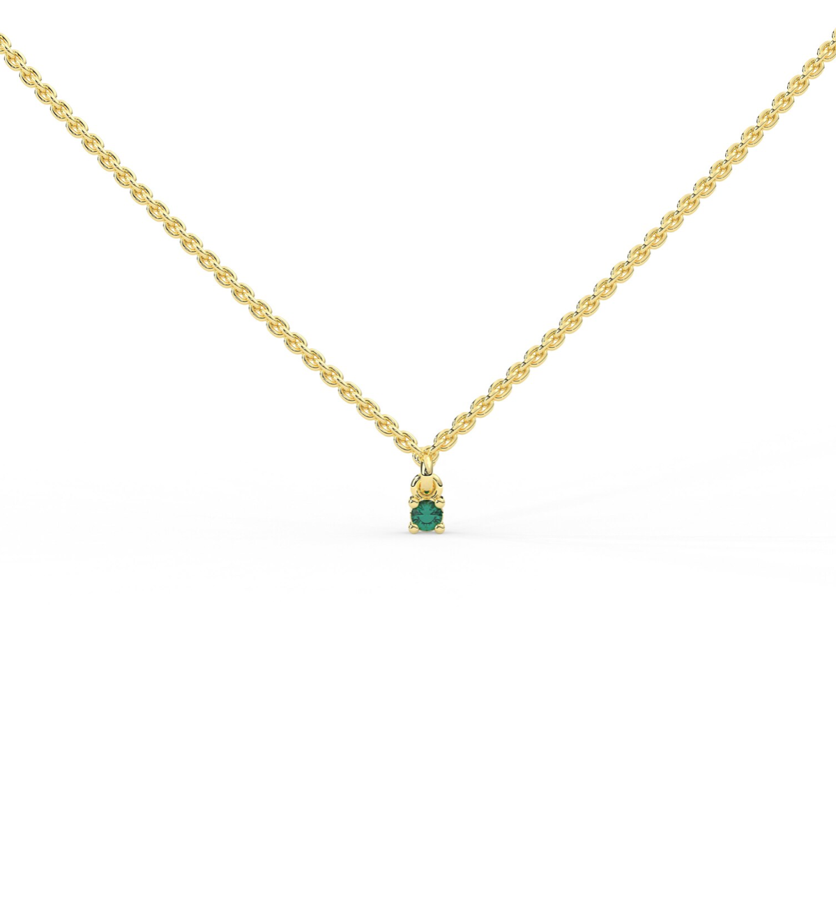 14k Solitaire Emerald Necklace