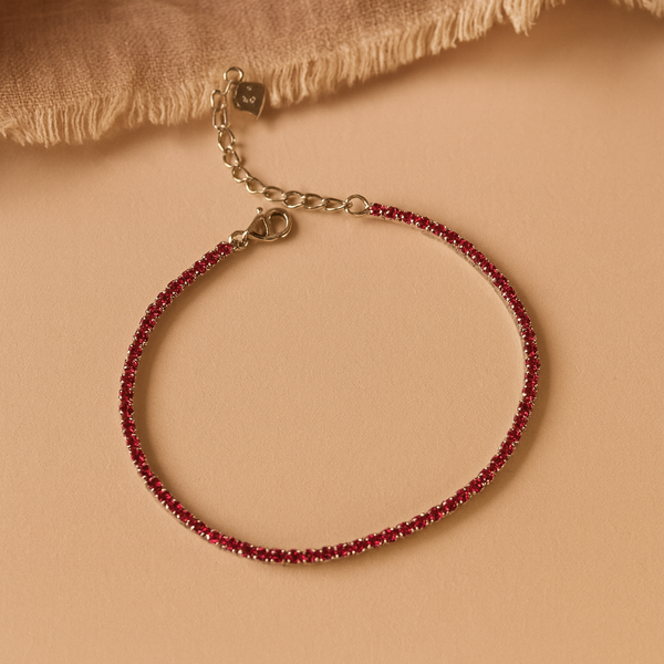 Vibrant pink tennis bracelet in sterling silver, perfect gift for her