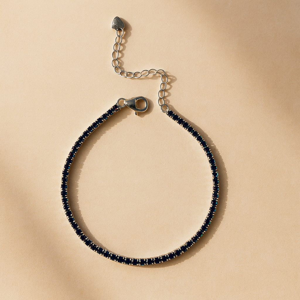 Royal blue sapphire tennis bracelet in sterling silver, perfect gift for her