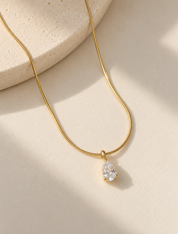 Pear Drop Snake Chain Necklace
