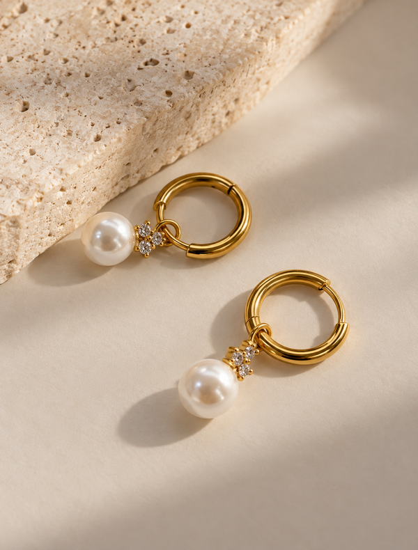 Pearl Trio Drop Huggie