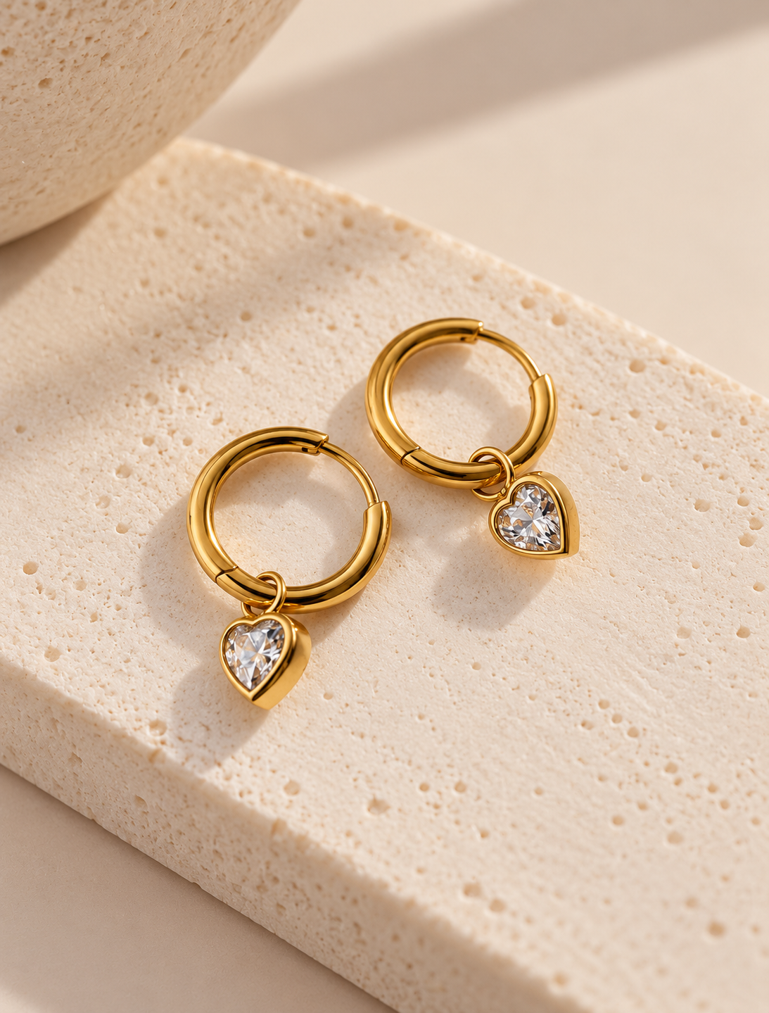 Heart Bezel Charm Huggie