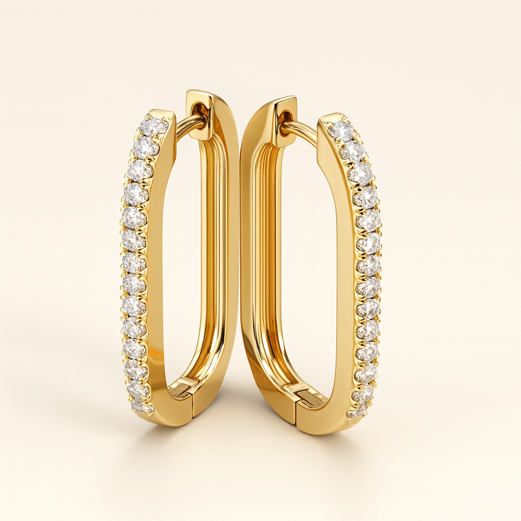 Diamond Long Bar Hoops