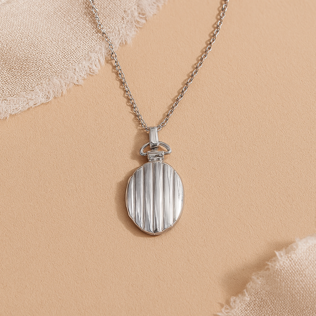 Vintage Stripe Locket Necklace
