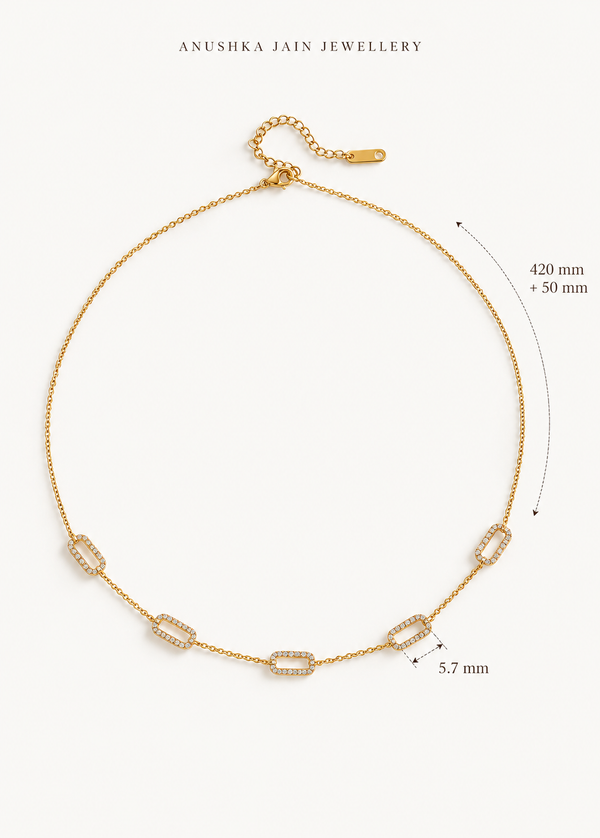 Pave Link Station Necklace