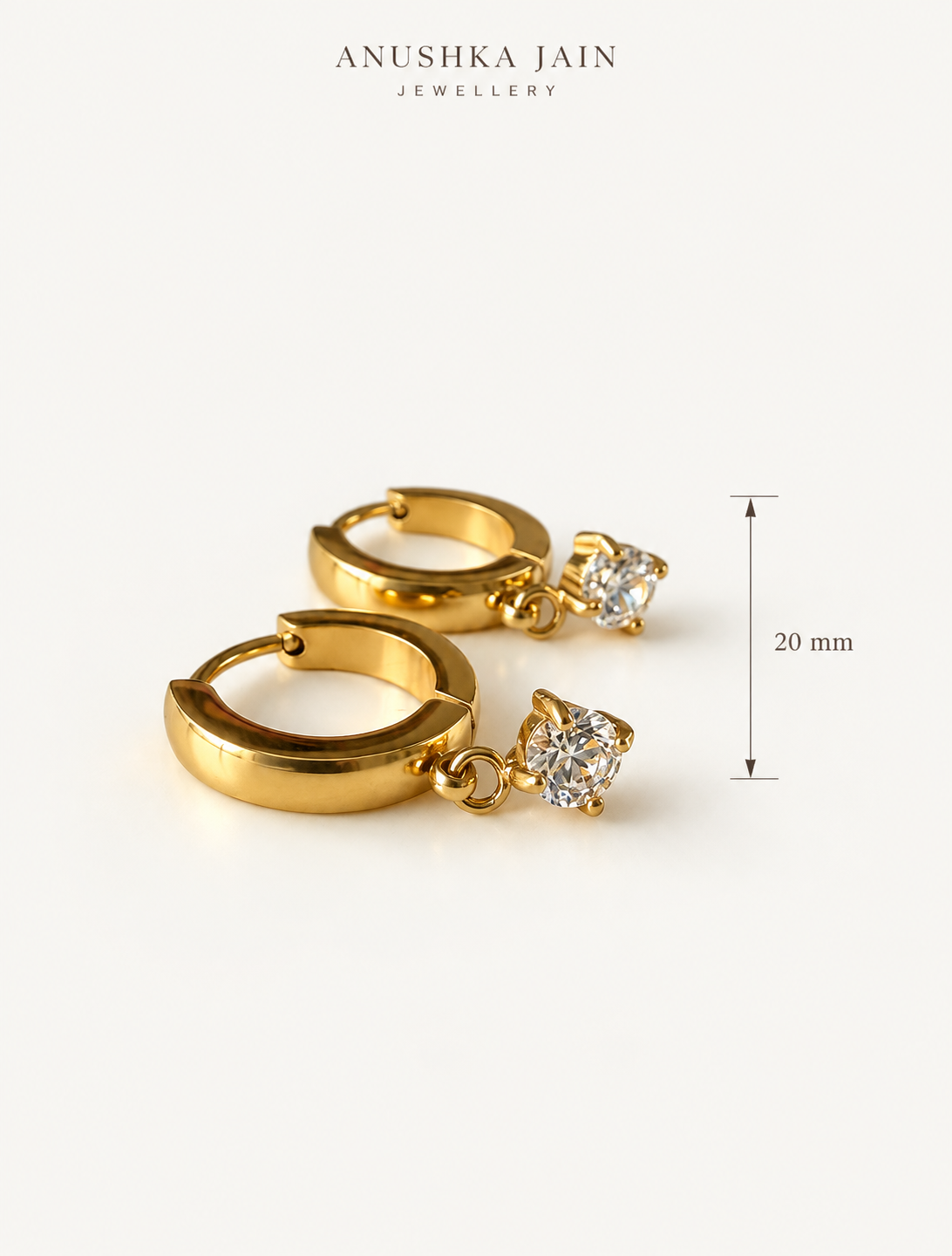 Round Solitaire Drop Huggie