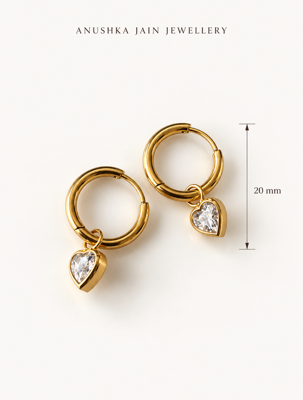 Heart Bezel Charm Huggie