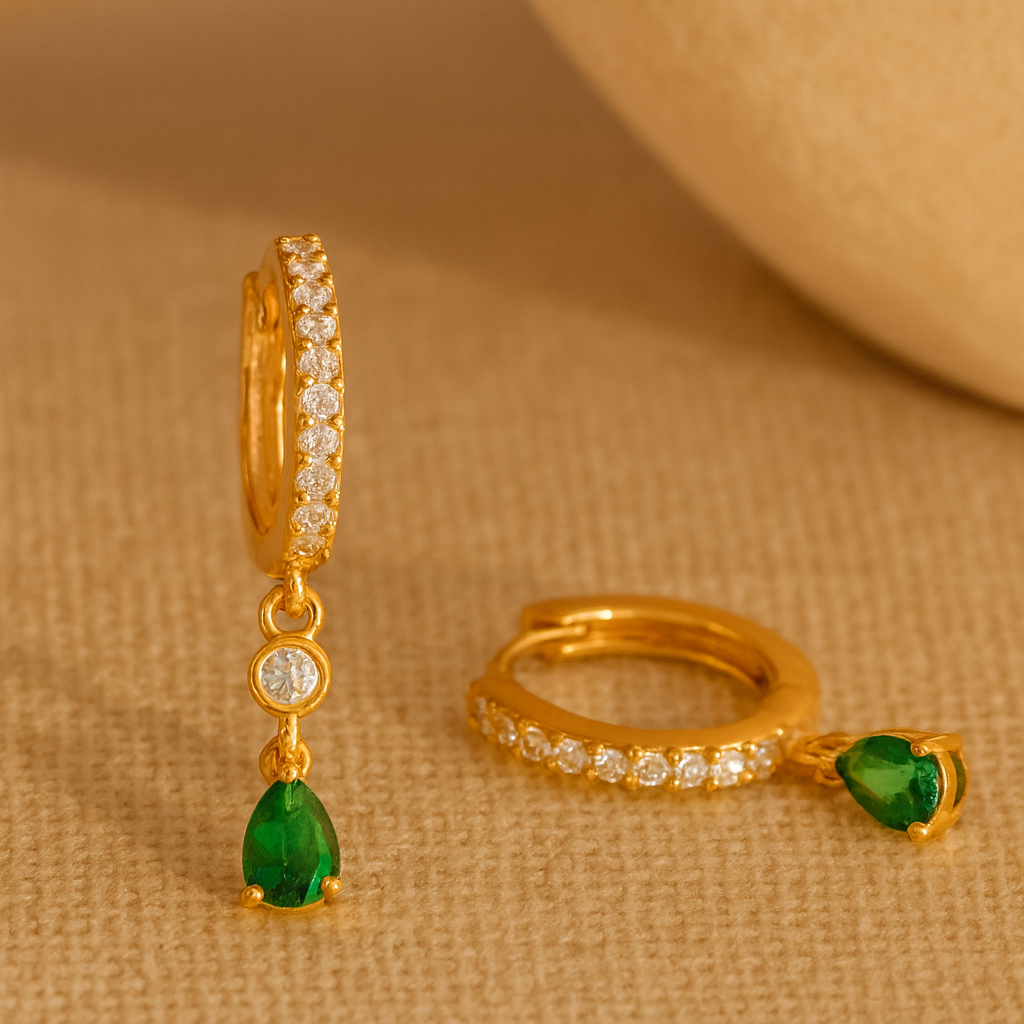 Diamond Hoop Emerald Huggie