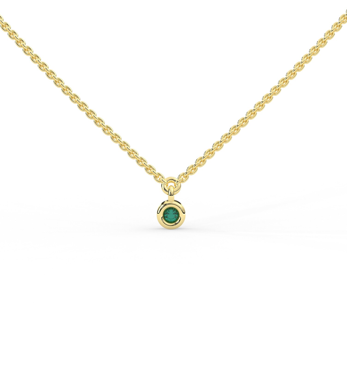14k Bezel Set Emerald Necklace