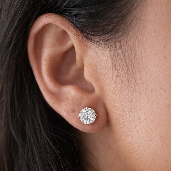 7mm diamond studs in 925 sterling silver, classic everyday earrings by Anushka Jain Jewellery
