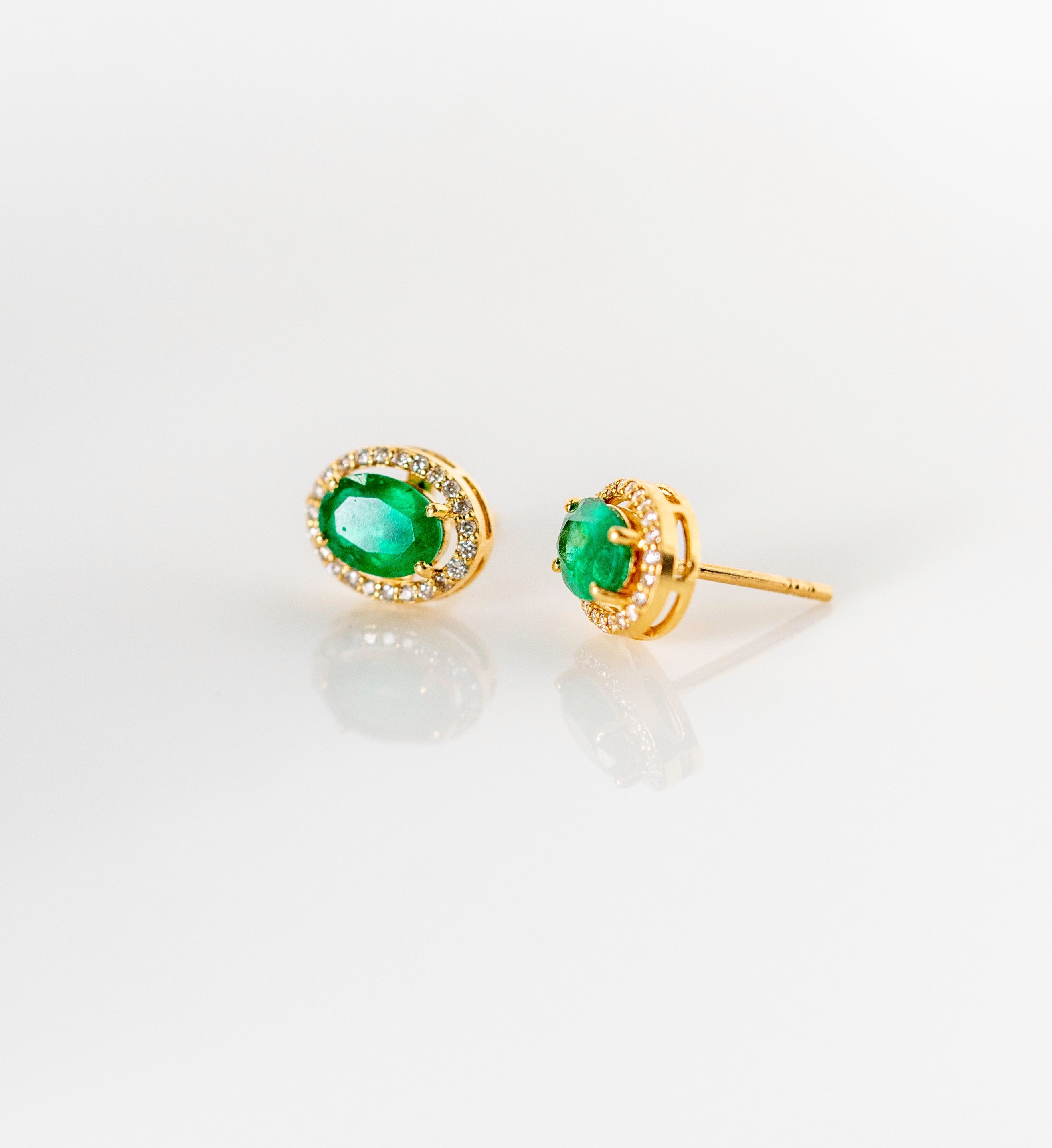18k Emerald Diamond Basic Studs