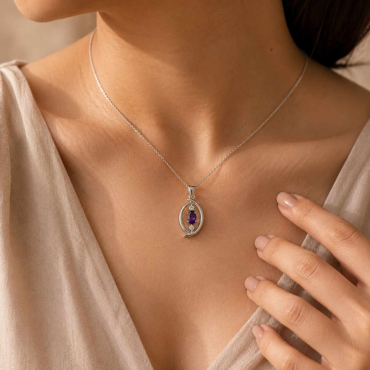 Amethyst Oval Charm