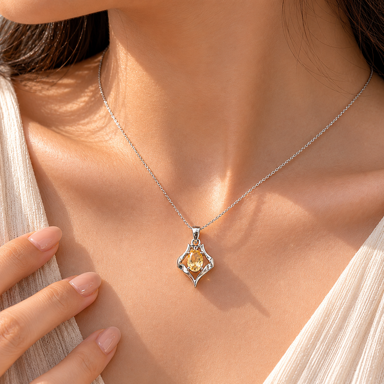 Citrine Oval Charm