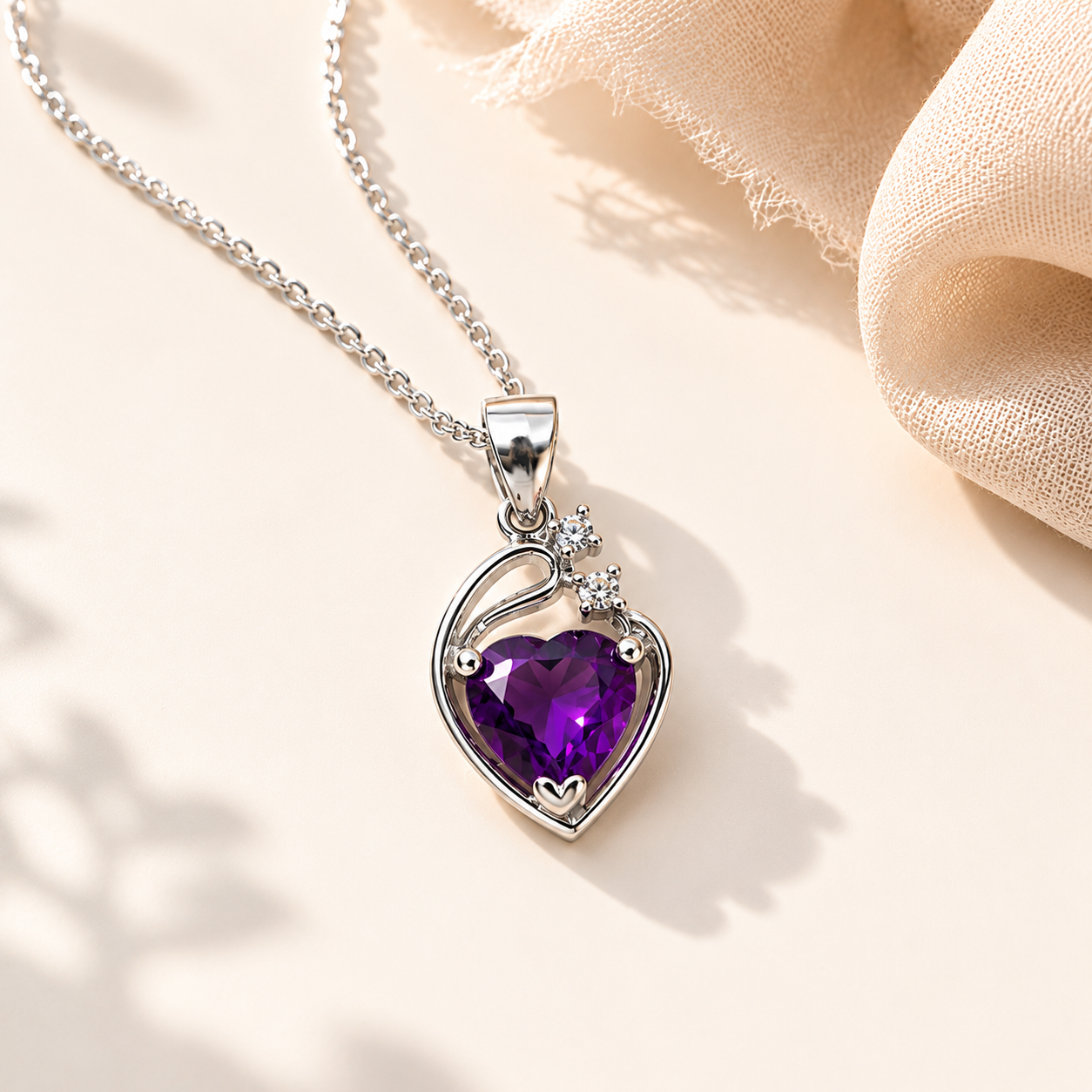 Amethyst Heart Charm