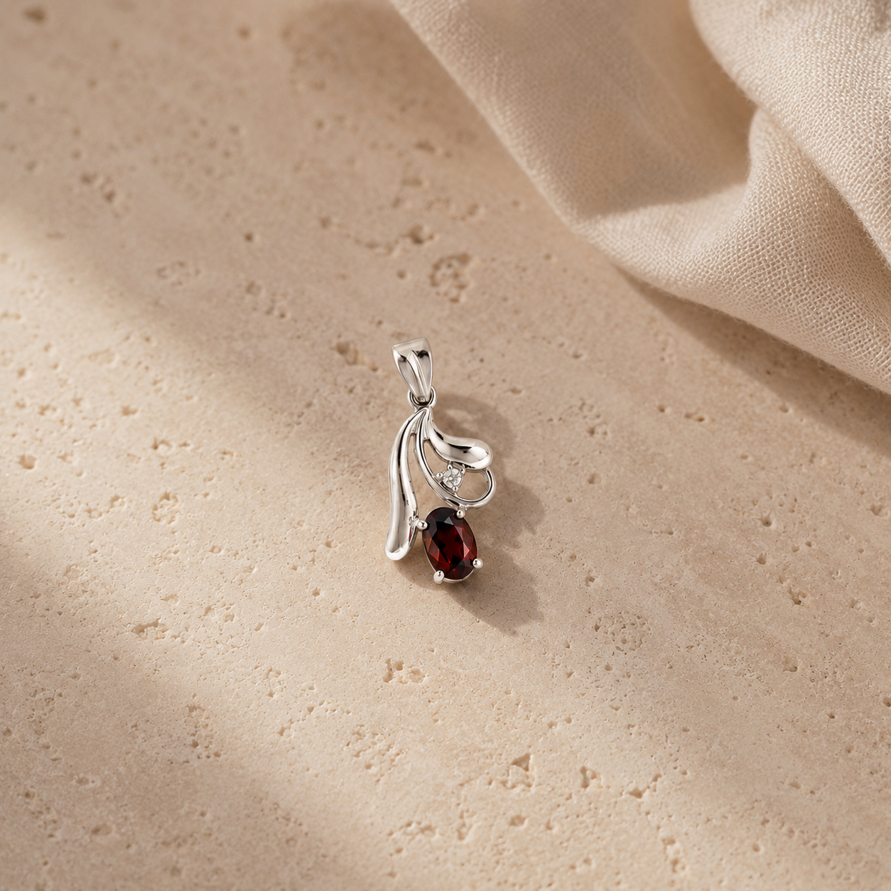 Garnet Oval Charm