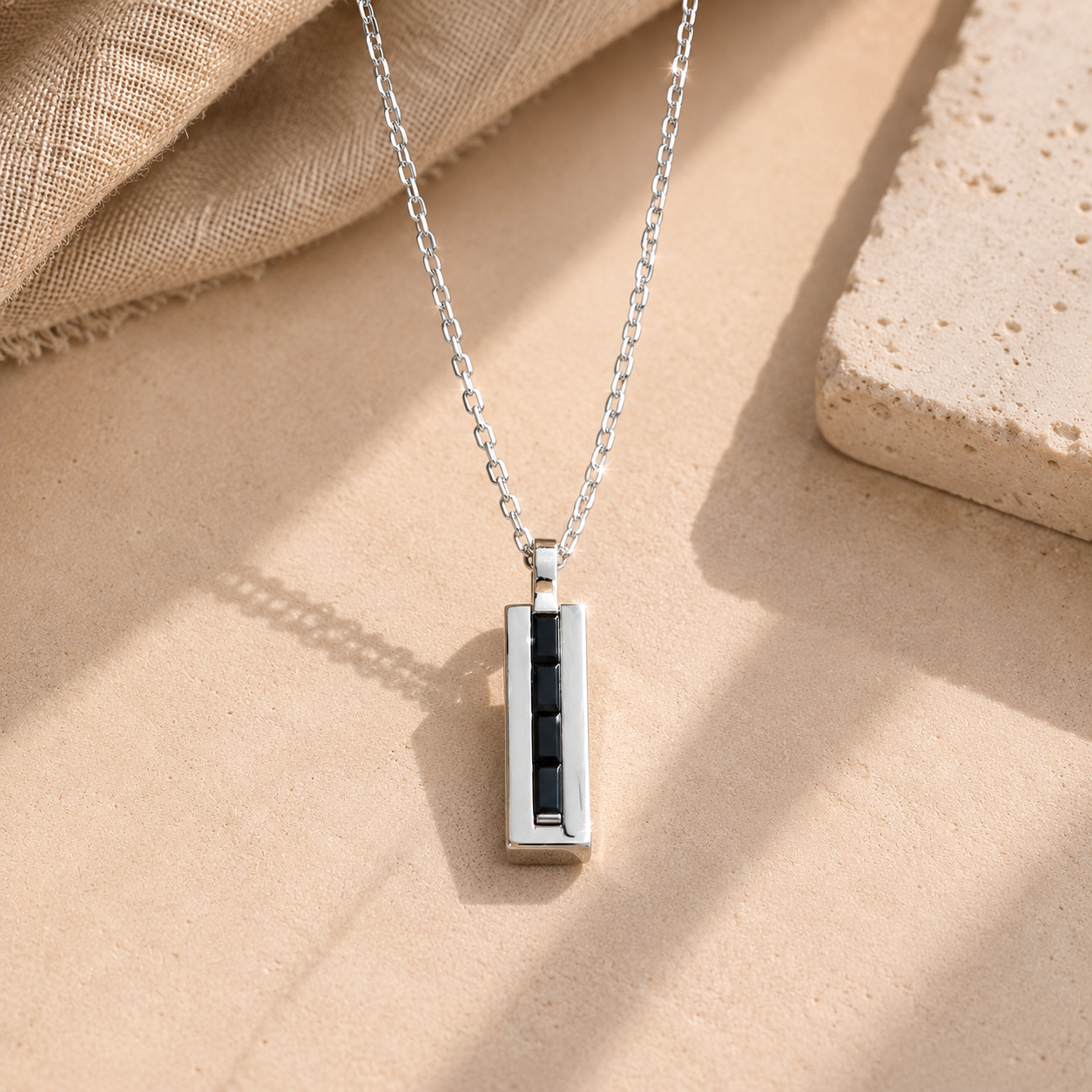 Obsidian Baguette Necklace