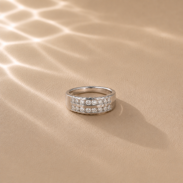 Luna Twin Row CZ Band Ring