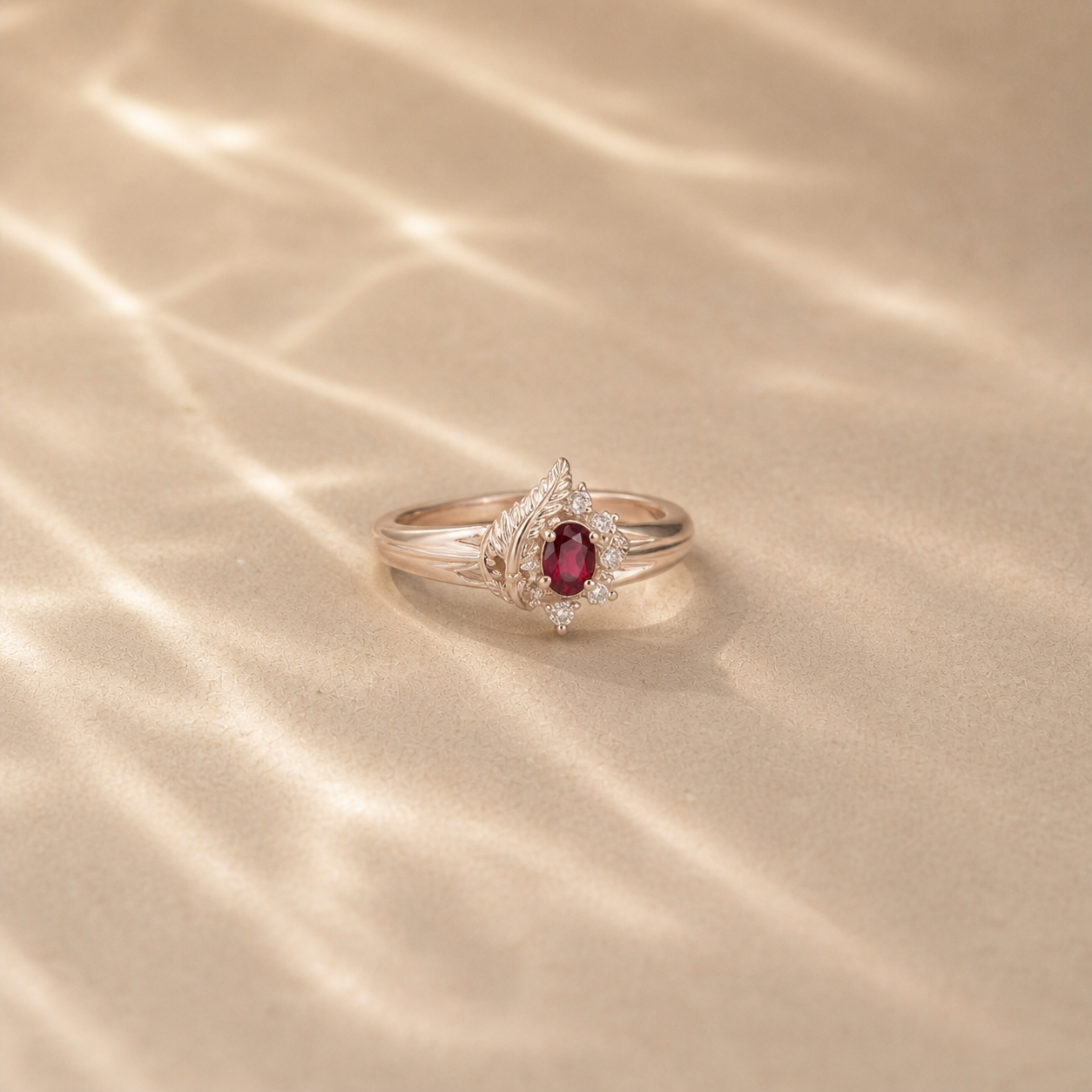 Crimson Feather Ring