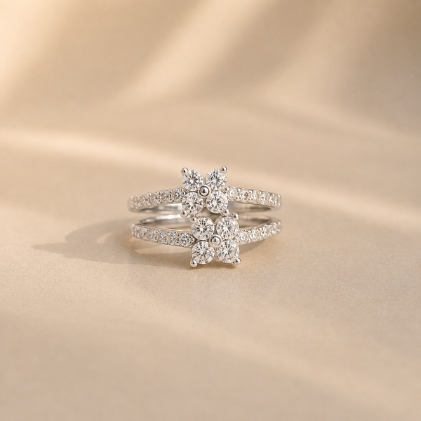 Twin Blossom Spark Ring