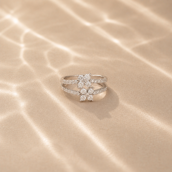 Twin Blossom Spark Ring