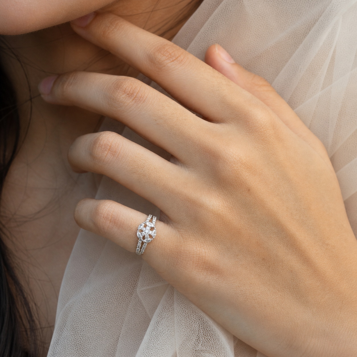 Celeste Bloom Halo Ring