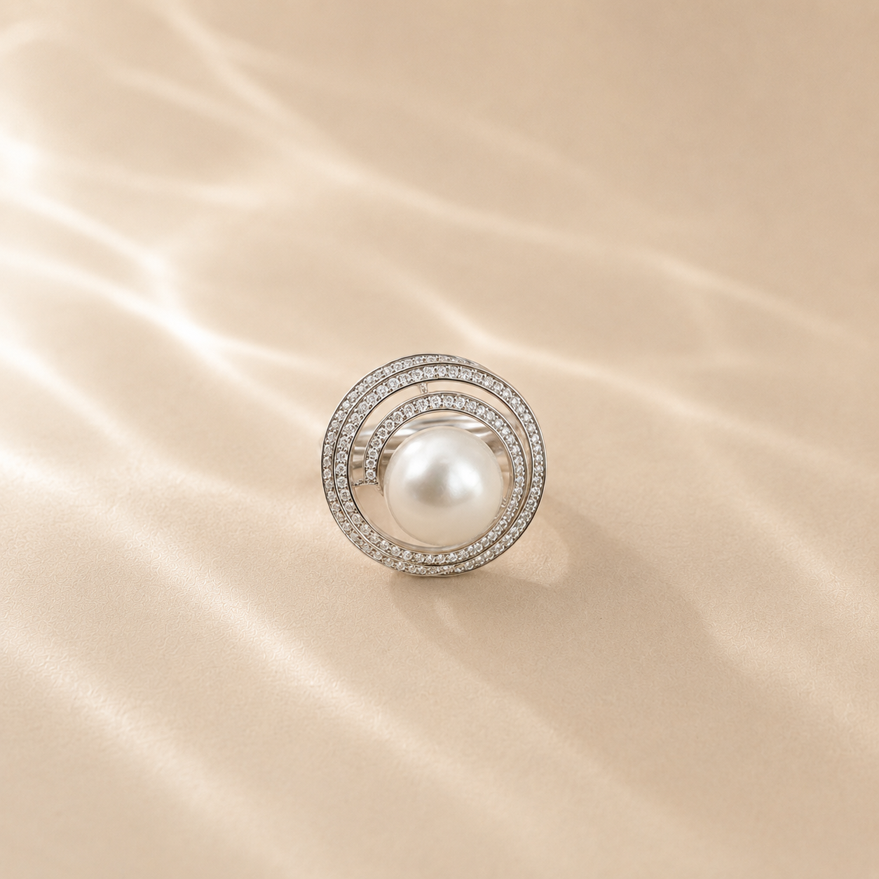 Celeste Pearl Halo Ring