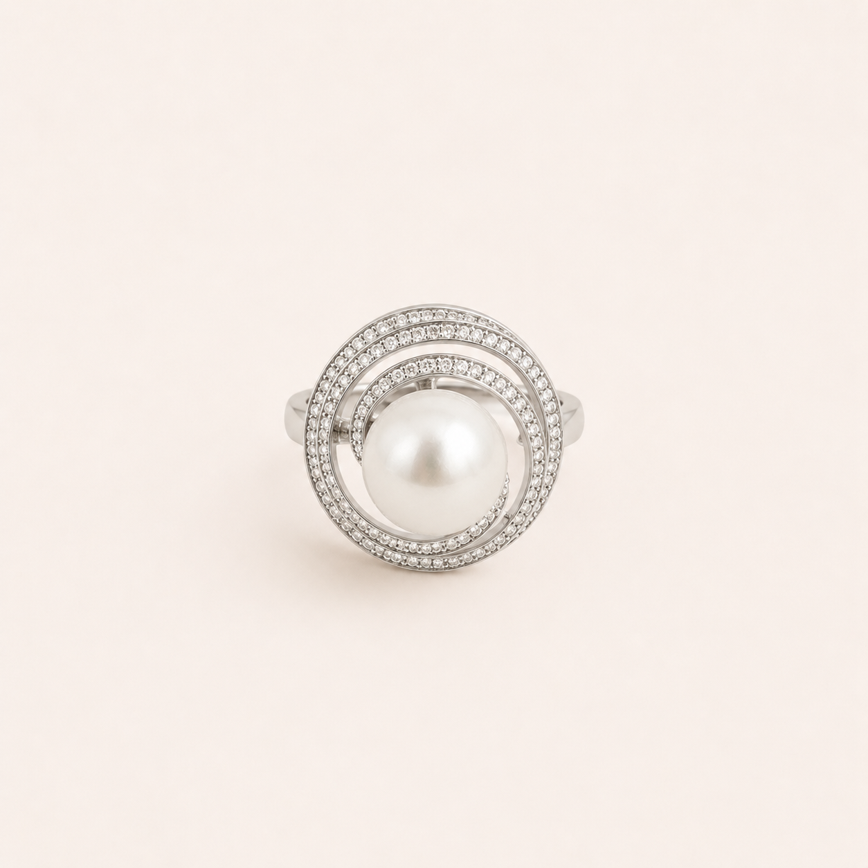 Celeste Pearl Halo Ring