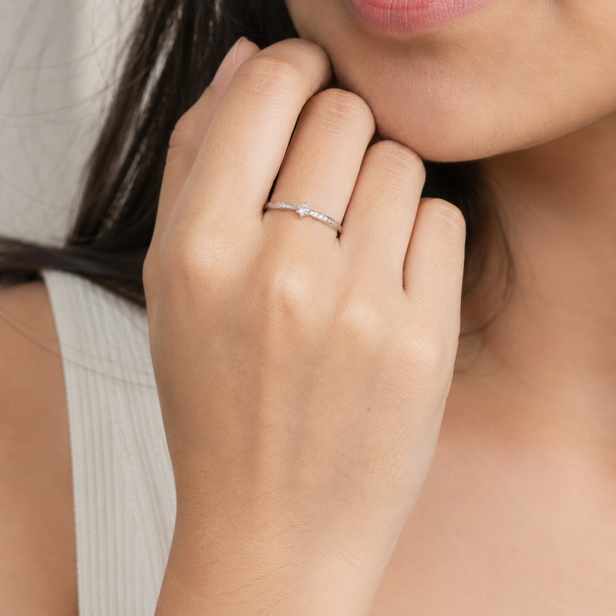 Celeste Petite Solitaire CZ Ring