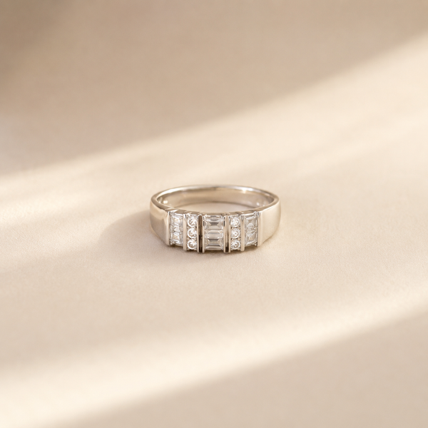 Aurelio Geometric CZ Band Ring