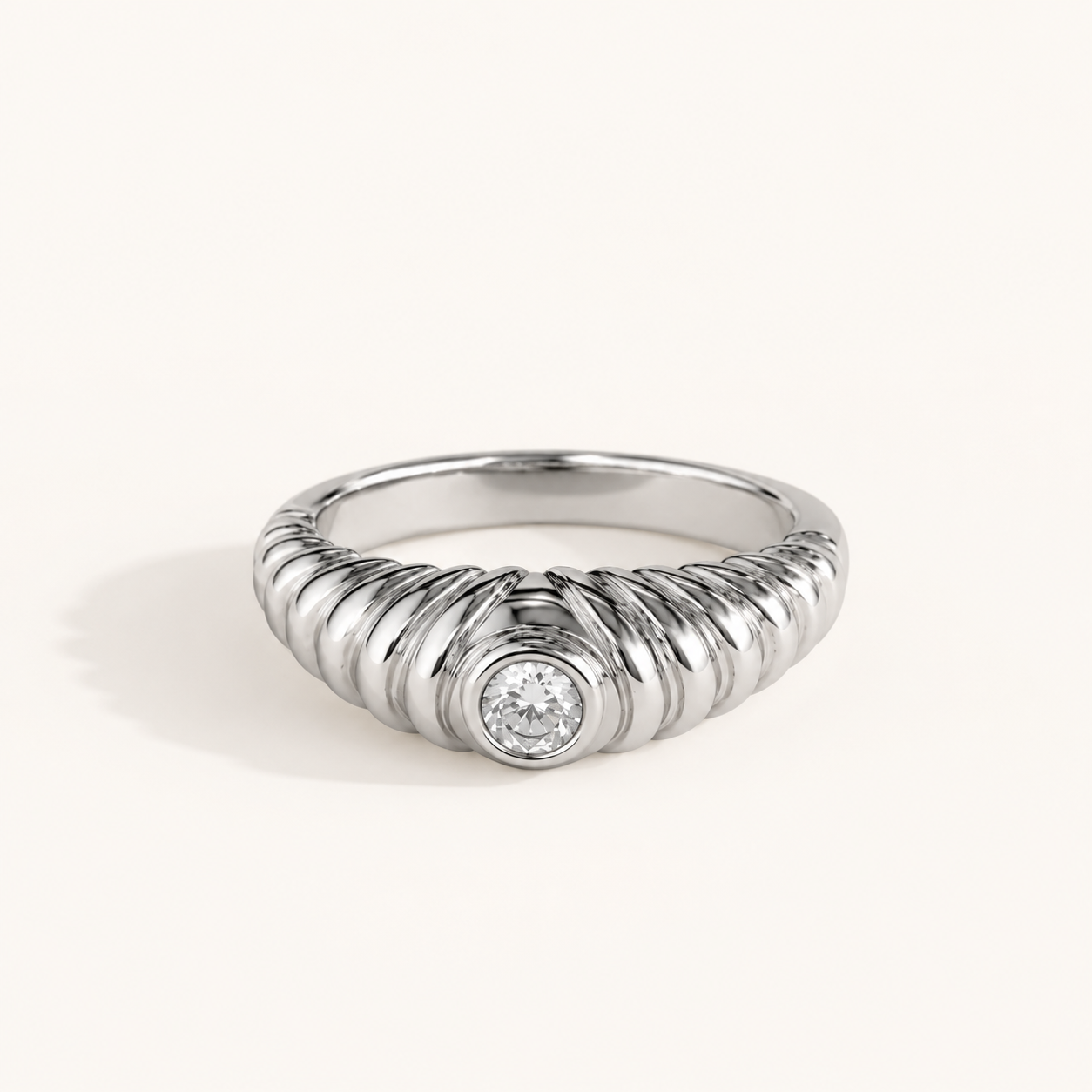 Aurielle Ribbed CZ Ring
