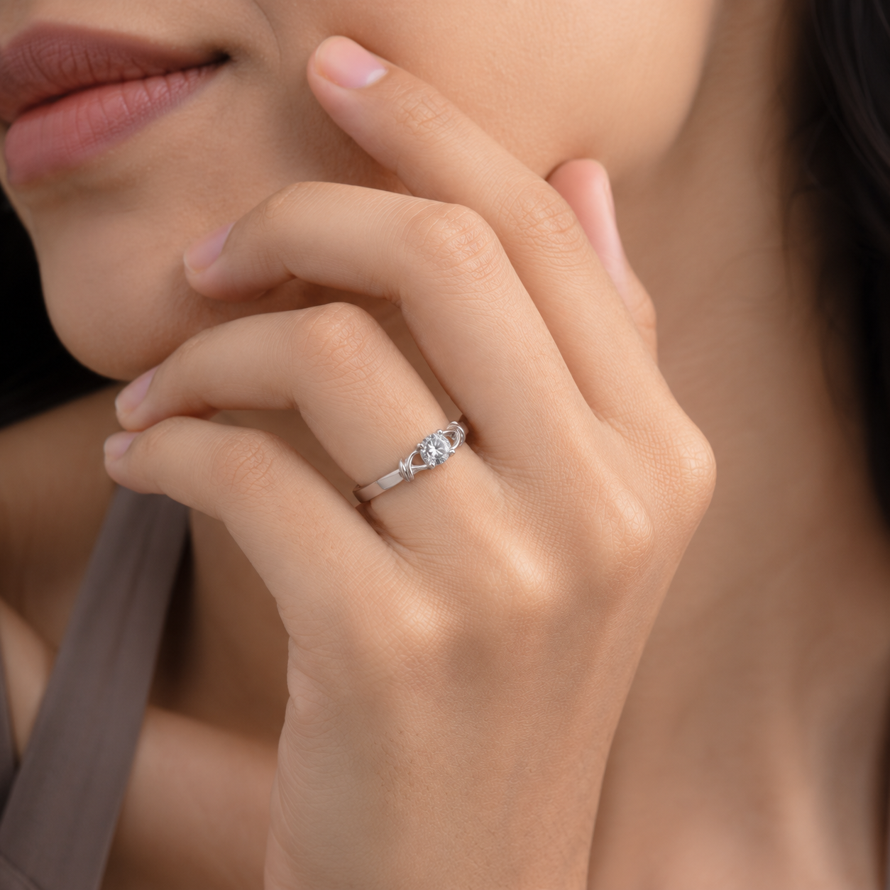 Luna Twist Solitaire Ring