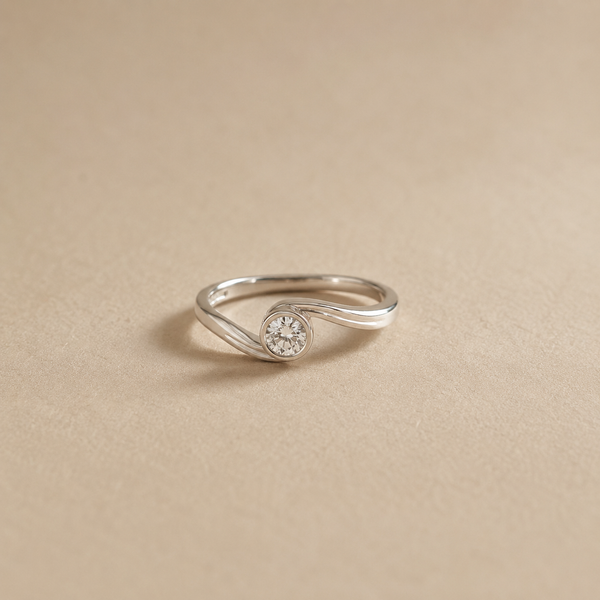 Celestia Swirl Solitaire Ring