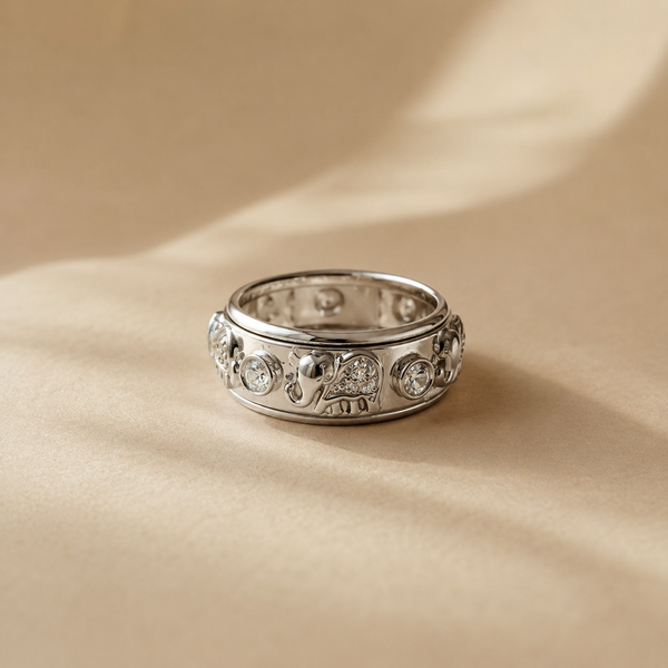 Elephant Charm Band Ring