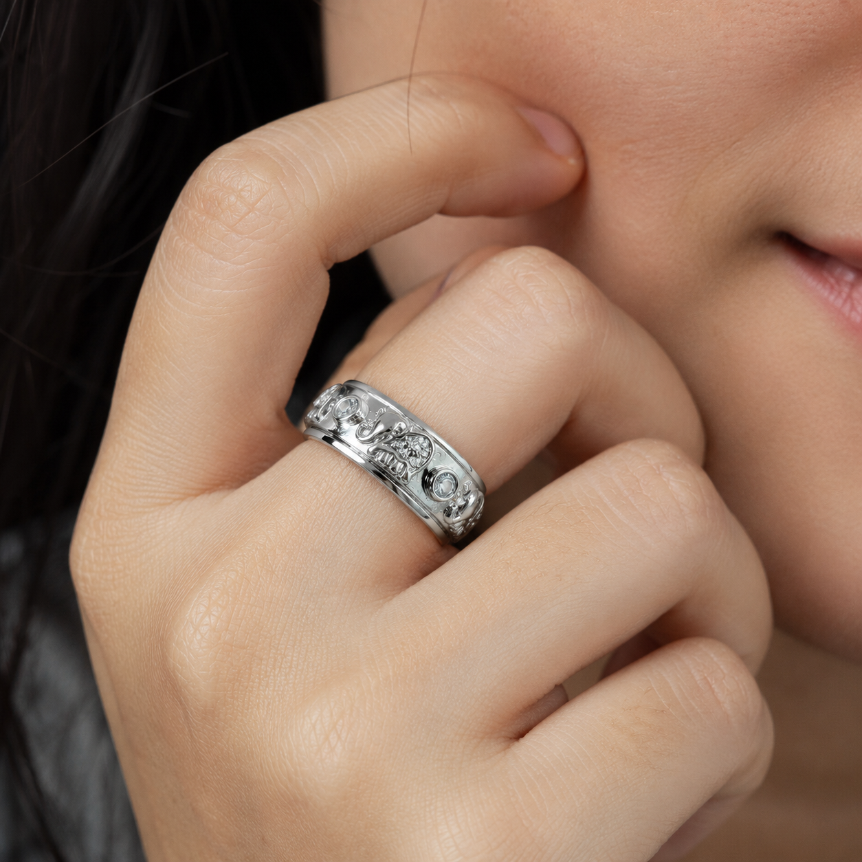 Elephant Charm Band Ring