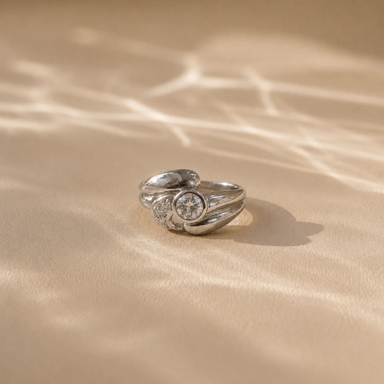 Modern Swirl CZ Ring