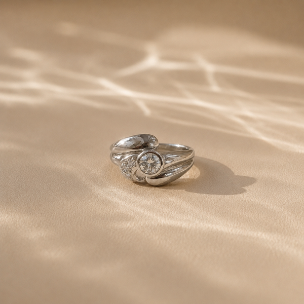 Modern Swirl CZ Ring