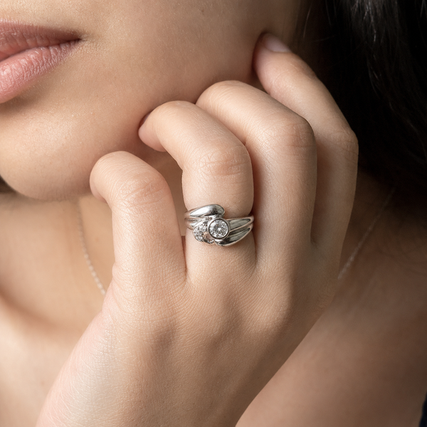 Modern Swirl CZ Ring