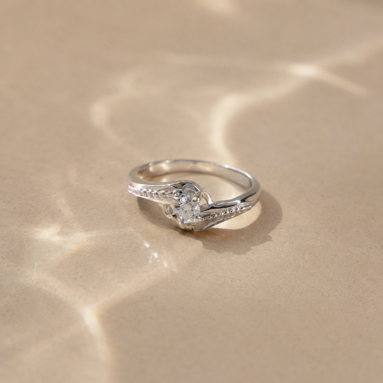 Twisted Heart Solitaire Ring