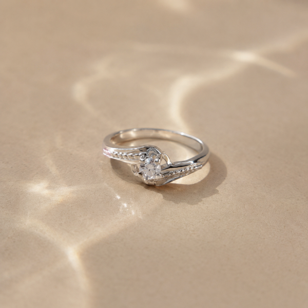 Twisted Heart Solitaire Ring